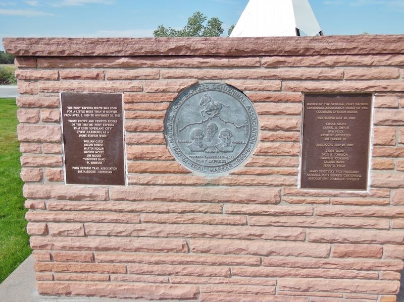 Overland City (Julesburg) Pony Express Riders Monument image. Click for full size.