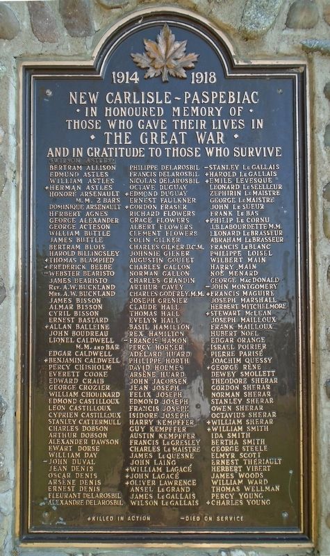 War Memorial Great War Honor Roll image. Click for full size.