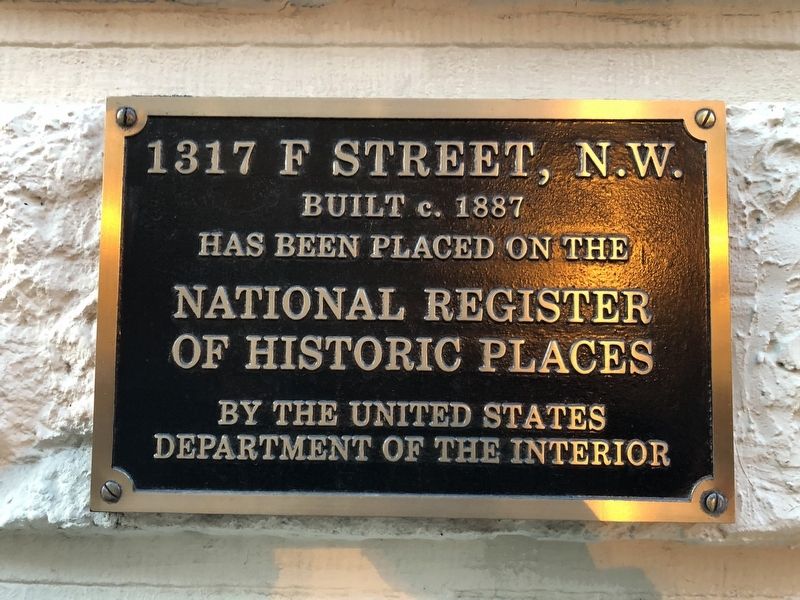 1317 F Street, N.W. Marker image. Click for full size.