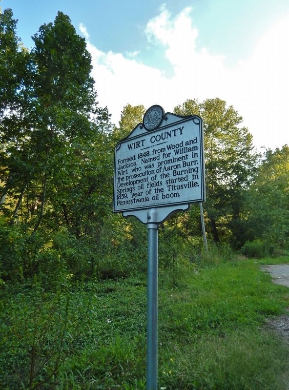 Wirt County Marker (<i>tall view; looking west from Stuanton Turnpike</i>) image. Click for full size.