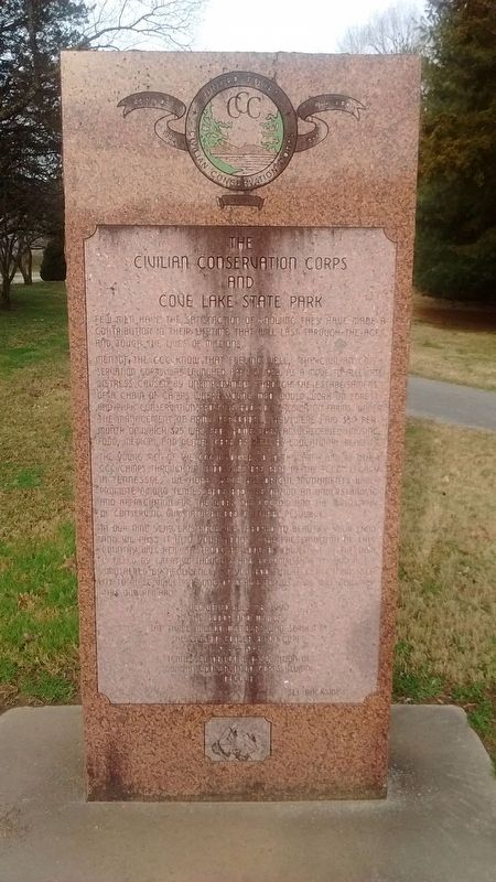 The Civilian Conservation Corps and Cove Lake State Park Marker image. Click for full size.