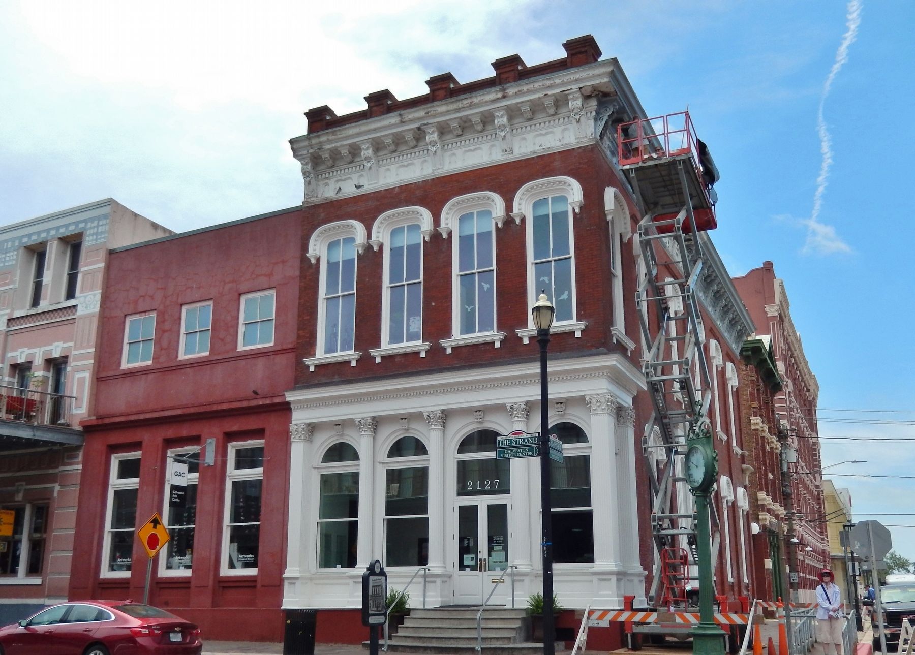 First National Bank of Galveston - 1878 (<i>marker visible on sidewalk in front of building</i>) image. Click for full size.