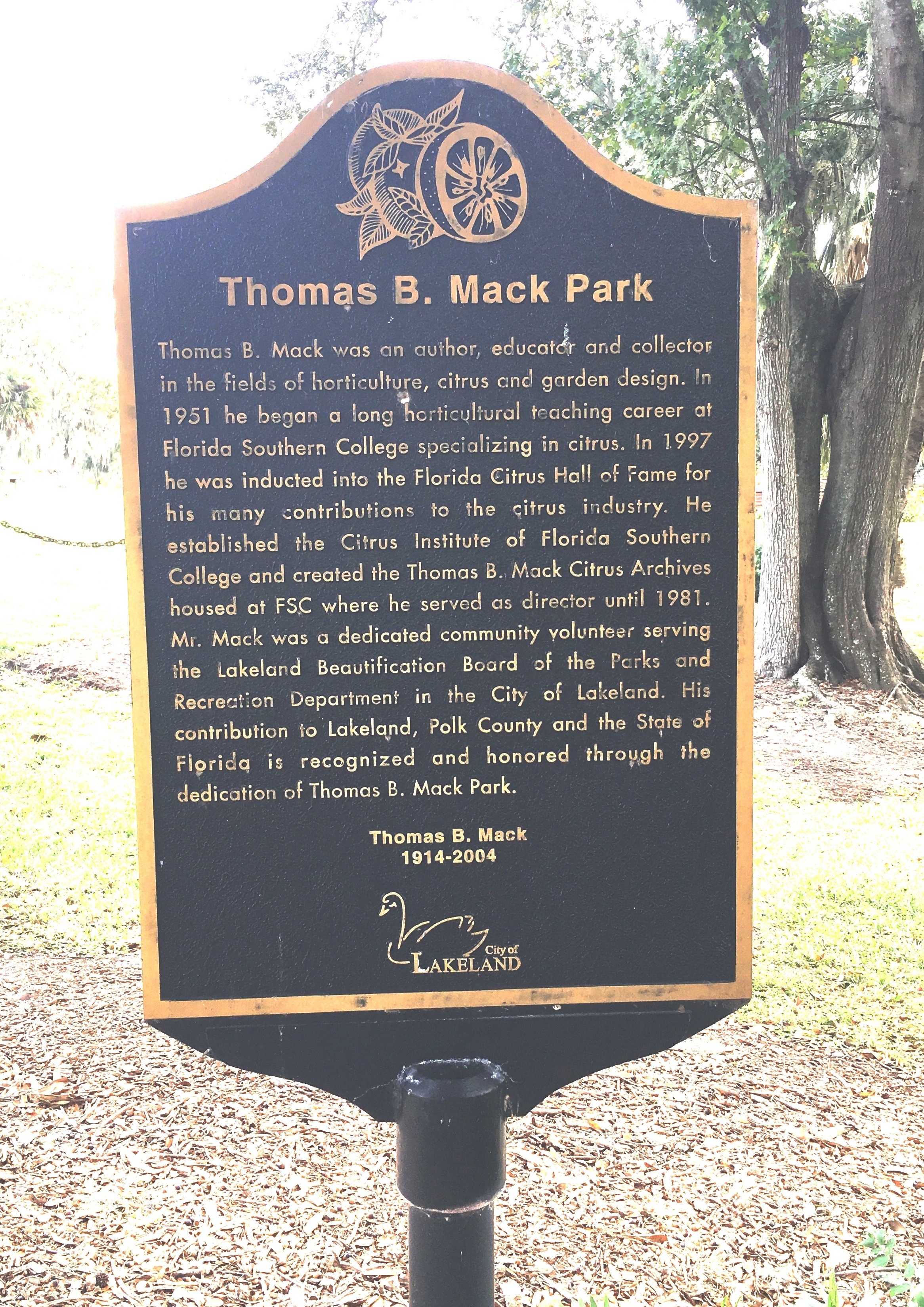 Thomas B. Mack Park Marker