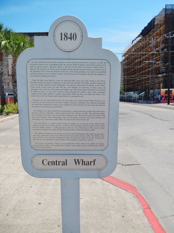 Central Wharf Marker (<i>tall view looking south along Kempner Street</i>) image. Click for full size.