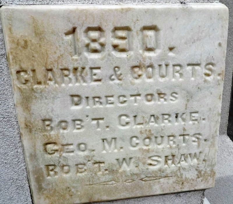 Clarke & Courts Building Cornerstone. Click for full size. Clarke & Courts Building Cornerstone image. Click for full size.