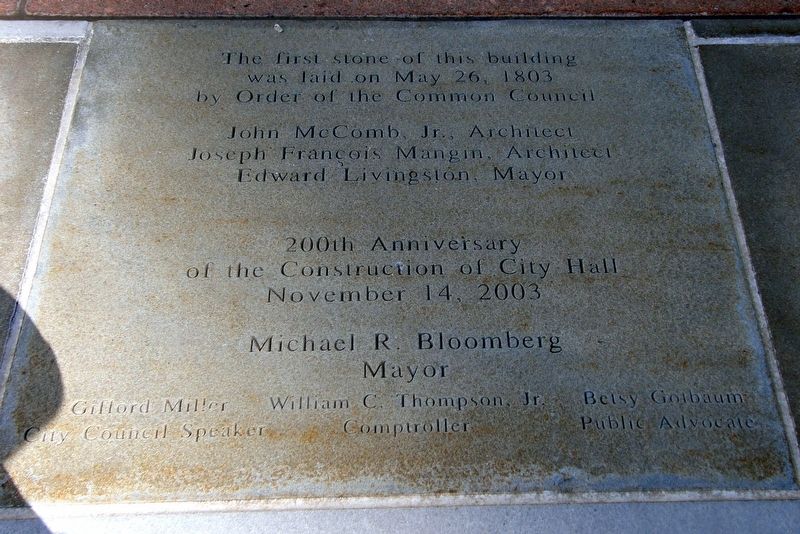 200th Anniversary of the Construction of City Hall Marker image. Click for full size.