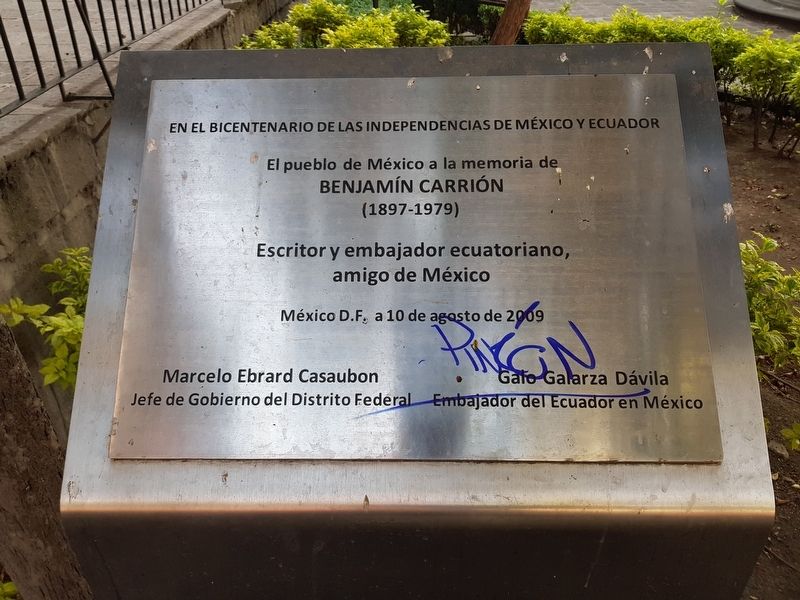 Benjamín Carrión Marker. Click for full size. Benjamín Carrión Marker image. Click for full size.