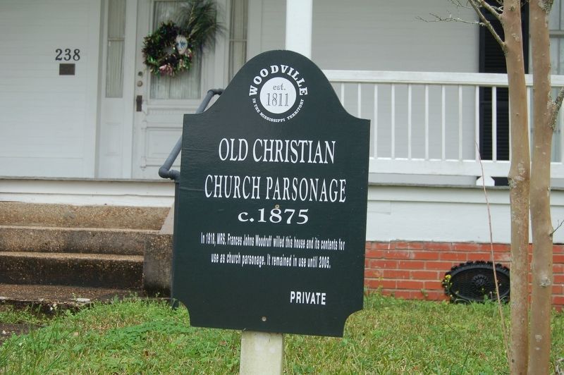 Old Christian Church Parsonage Marker image. Click for full size.