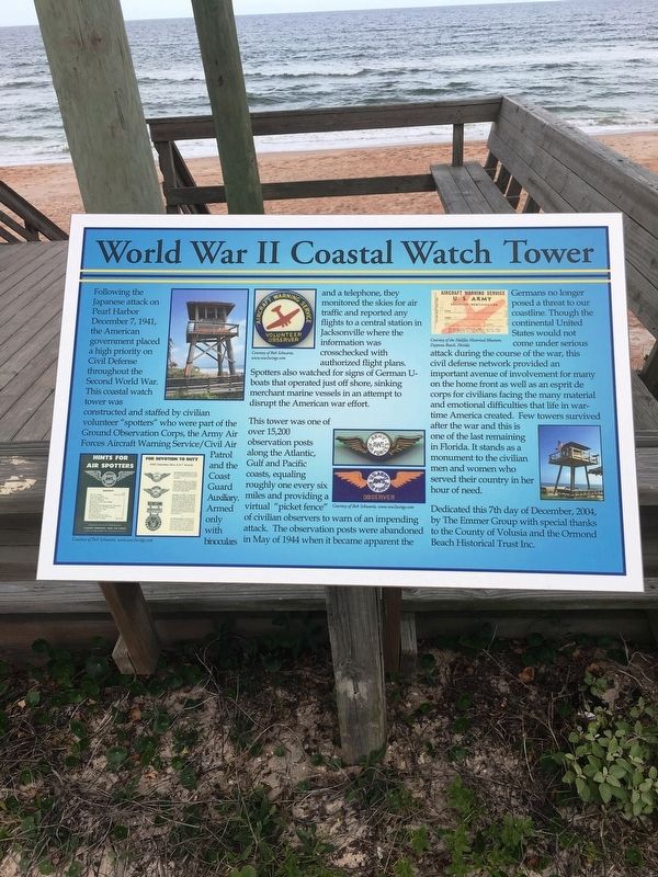 World War II Coastal Watch Tower Marker image. Click for full size.