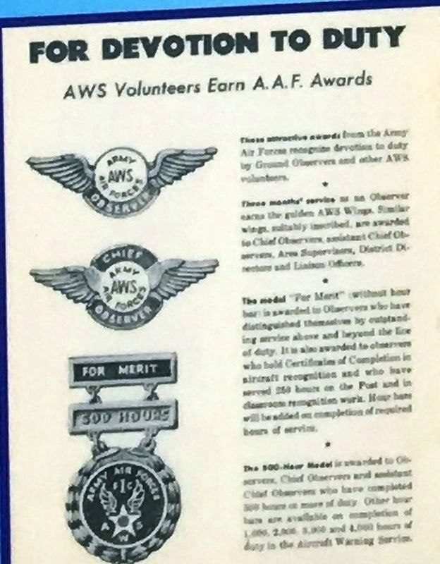 Marker detail: Aircraft Warning Service documents image. Click for full size.