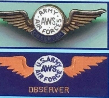 Marker detail: Examples of flight wings worn by AWS observers. Click for full size. Marker detail: Examples of flight wings worn by AWS observers image. Click for full size.
