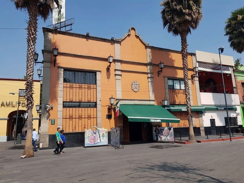 Mariachi and the "El Tenampa" Cantina Marker. Click for full size. Mariachi and the "El Tenampa" Cantina Marker image. Click for full size.