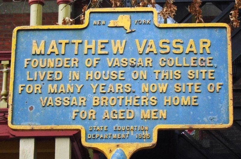 Matthew Vassar Marker. Click for full size. Matthew Vassar Marker image. Click for full size.