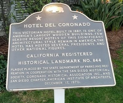 Hotel del Coronado Marker. Click for full size. Hotel del Coronado Marker image. Click for full size.