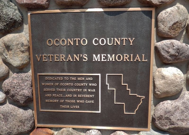 Oconto County Veteran's Memorial Marker image. Click for full size.