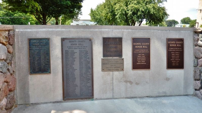 Oconto County Veteran's Memorial Honor Wall. Click for full size. Oconto County Veteran's Memorial Honor Wall image. Click for full size.