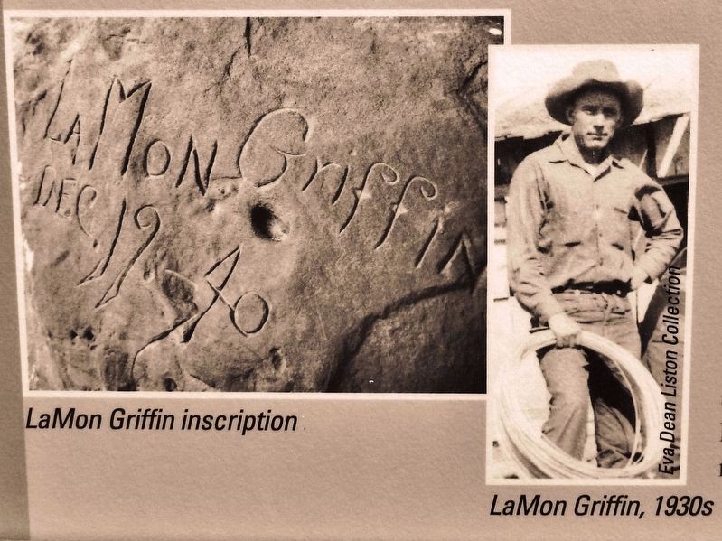 Marker detail: LaMon Griffin Inscription / LaMon Griffin, 1930s image. Click for full size.