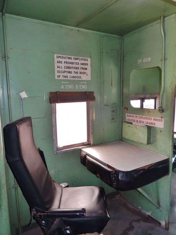 Southern Pacific Caboose 4618 interior:<br>Desk & Chair image. Click for full size.
