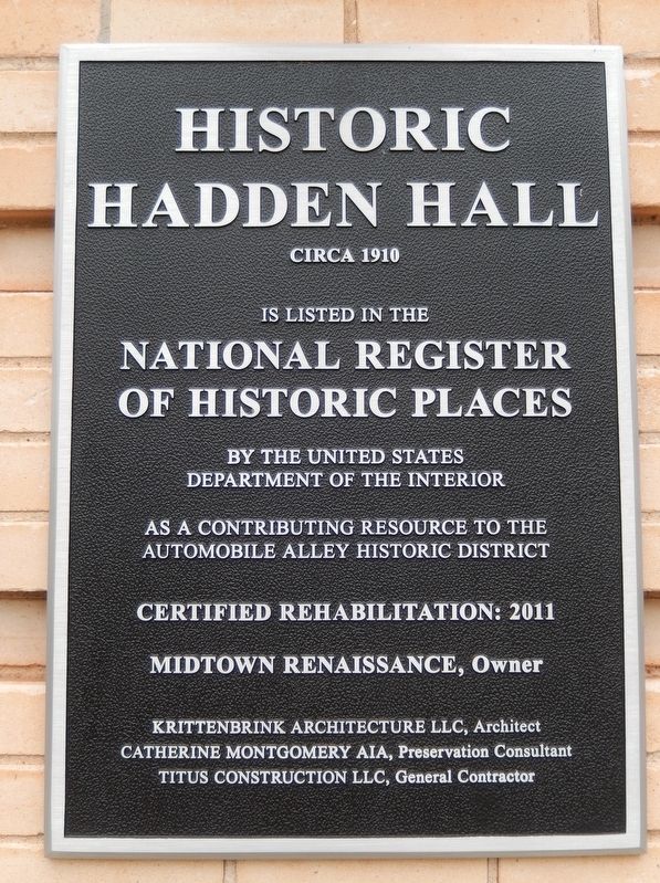 Historic Hadden Hall Marker. Click for full size. Historic Hadden Hall Marker image. Click for full size.