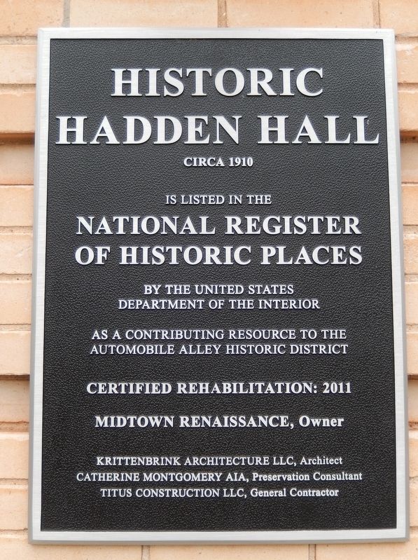 Historic Hadden Hall Marker image. Click for full size.