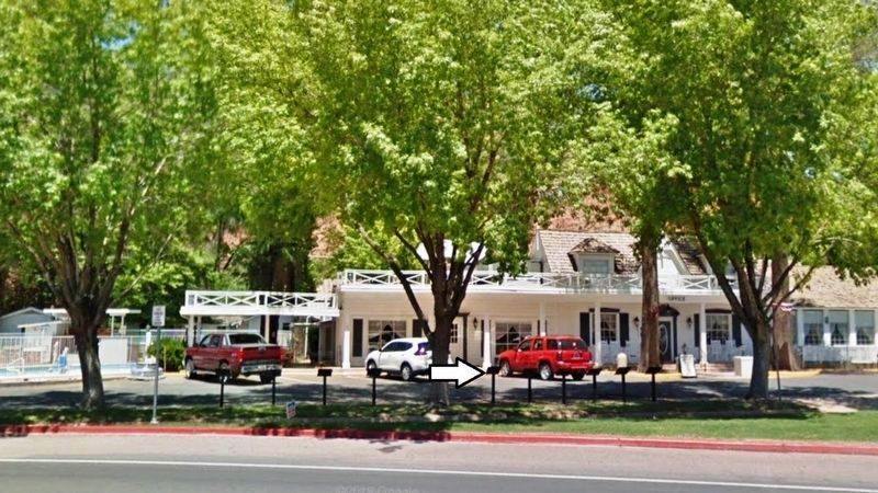 Ronald Reagan Marker (<i>wide view; marker is just right of the tree</i>). Click for full size. Ronald Reagan Marker (<i>wide view; marker is just right of the tree</i>) image. Click for full size.