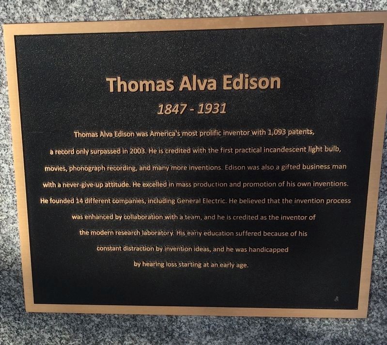 Edison Plaque image. Click for full size.