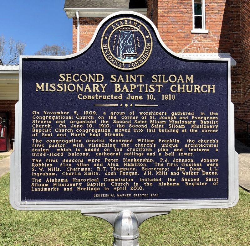 Second Saint Siloam Missionary Baptist Church Marker. Click for full size. Second Saint Siloam Missionary Baptist Church Marker image. Click for full size.