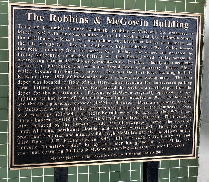 The Robbins & McGowin Building Marker image. Click for full size.