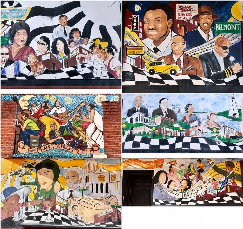Nearby murals of music and life near Belmont Street. image. Click for full size.