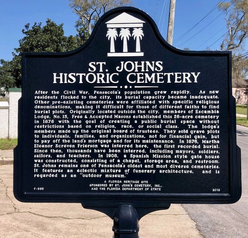 St. Johns Historic Cemetery Marker image. Click for full size.