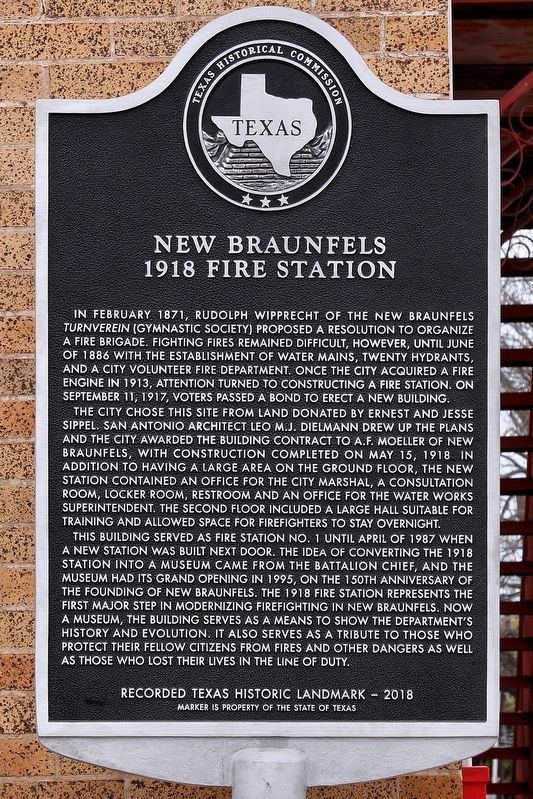 New Braunfels 1918 Fire Station Marker image. Click for full size.