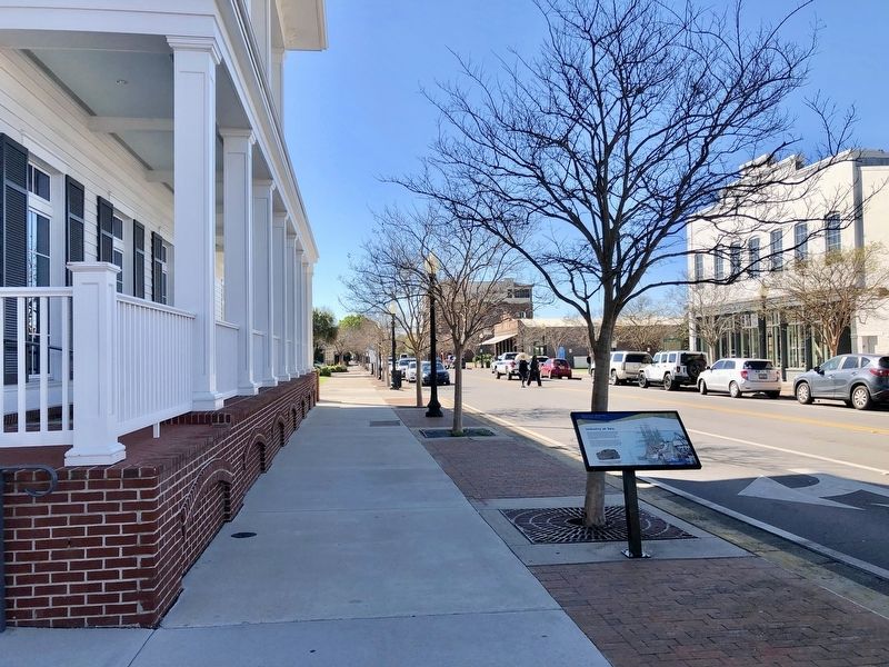 View of marker looking south on Palafox Street towards Pensacola Bay.. Click for full size. View of marker looking south on Palafox Street towards Pensacola Bay. image. Click for full size.