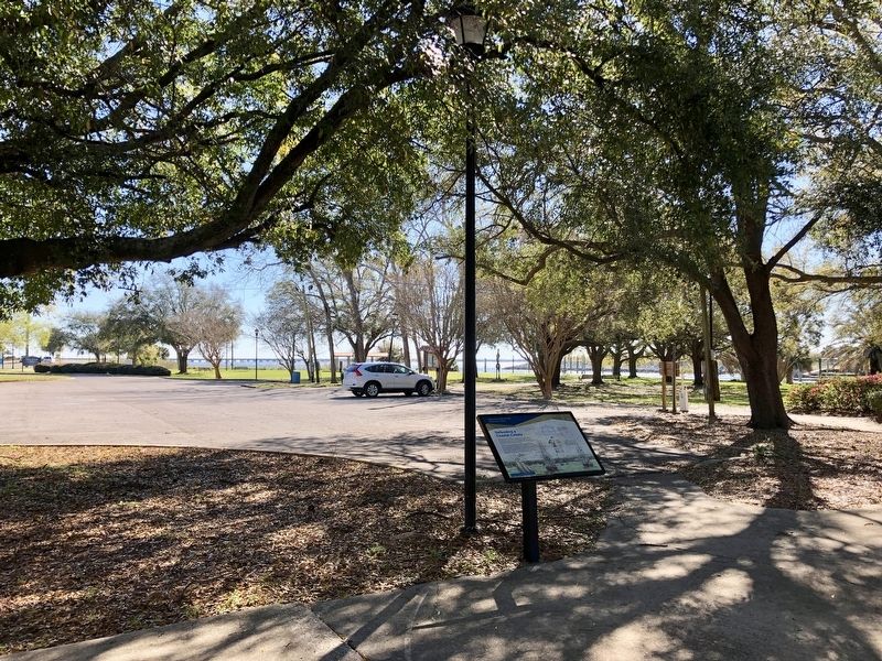 View from marker through Bartram Park to Pensacola Bay. image. Click for full size.