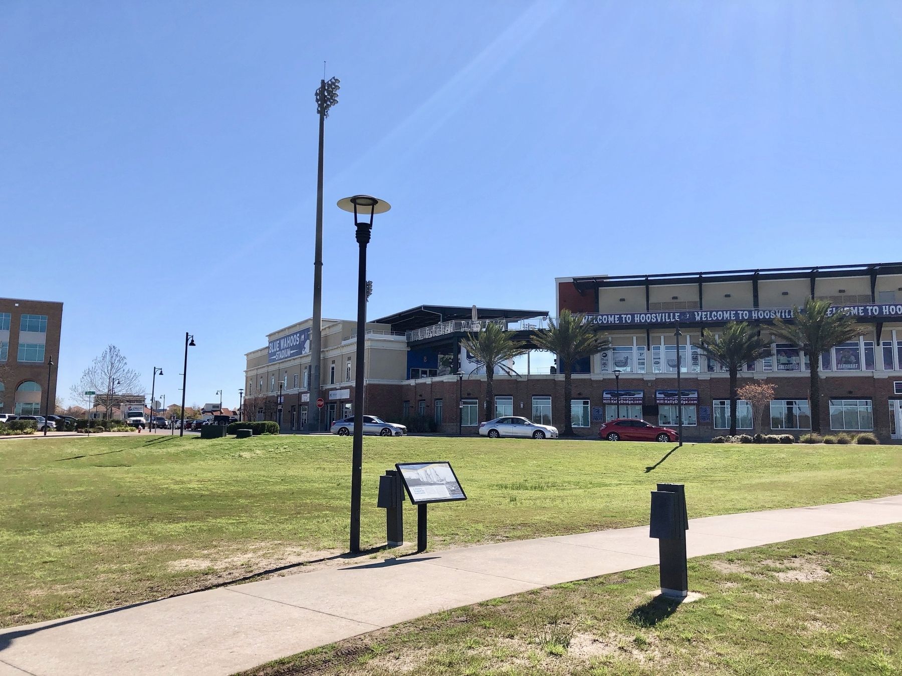 View of marker looking towards Blue Wahoo's Stadium. image. Click for full size.