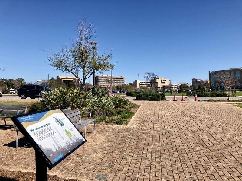 Marker with City of Pensacola buildings in background.. Click for full size. Marker with City of Pensacola buildings in background. image. Click for full size.