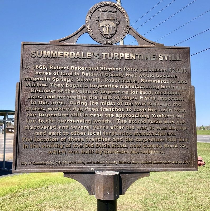 Summerdale's Turpentine Still Marker image. Click for full size.