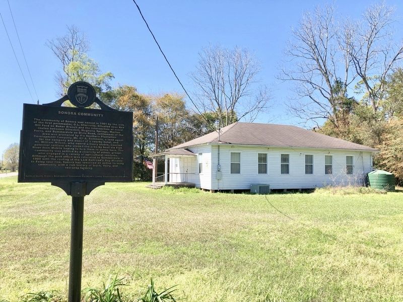 Sonora Community Hall and Marker image. Click for full size.
