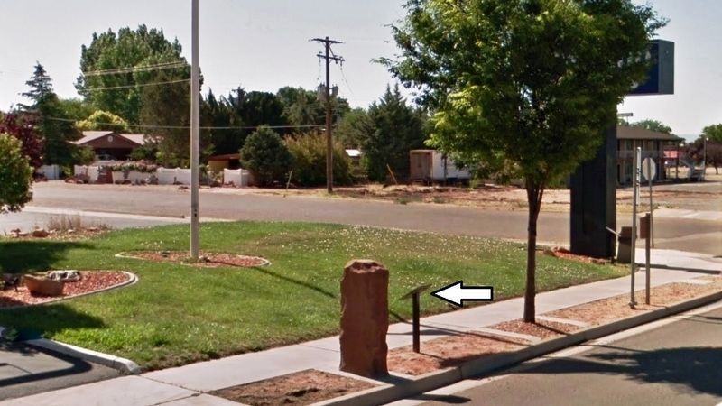 Paul Petersen Marker (<i>wide view; marker located beside sidewalk</i>). Click for full size. Paul Petersen Marker (<i>wide view; marker located beside sidewalk</i>) image. Click for full size.