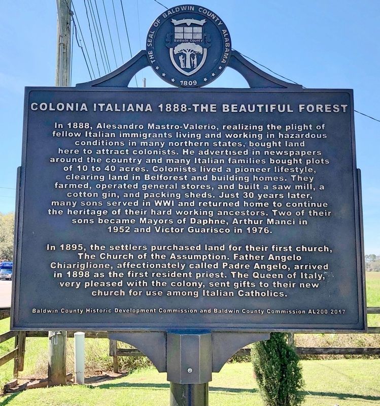 Colonia Italiana 1888-The Beautiful Forest Marker image. Click for full size.