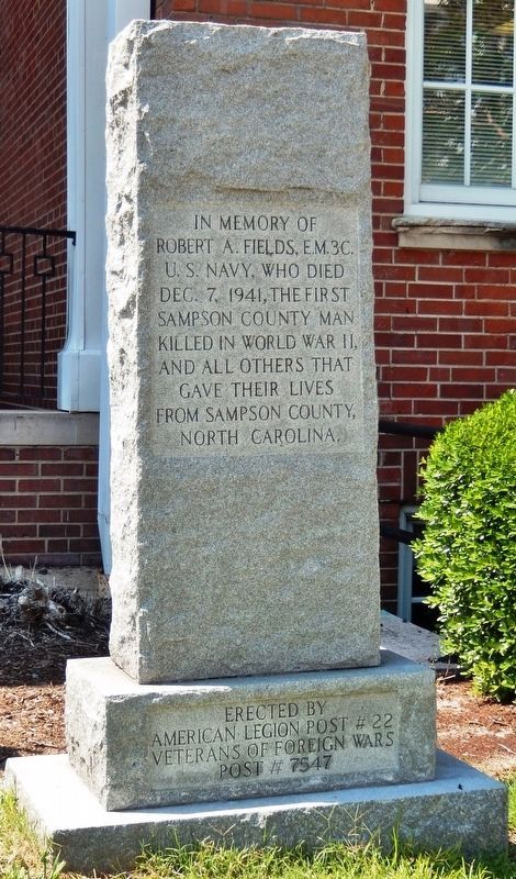 First Sampson County Man Killed in World War II Marker image. Click for full size.