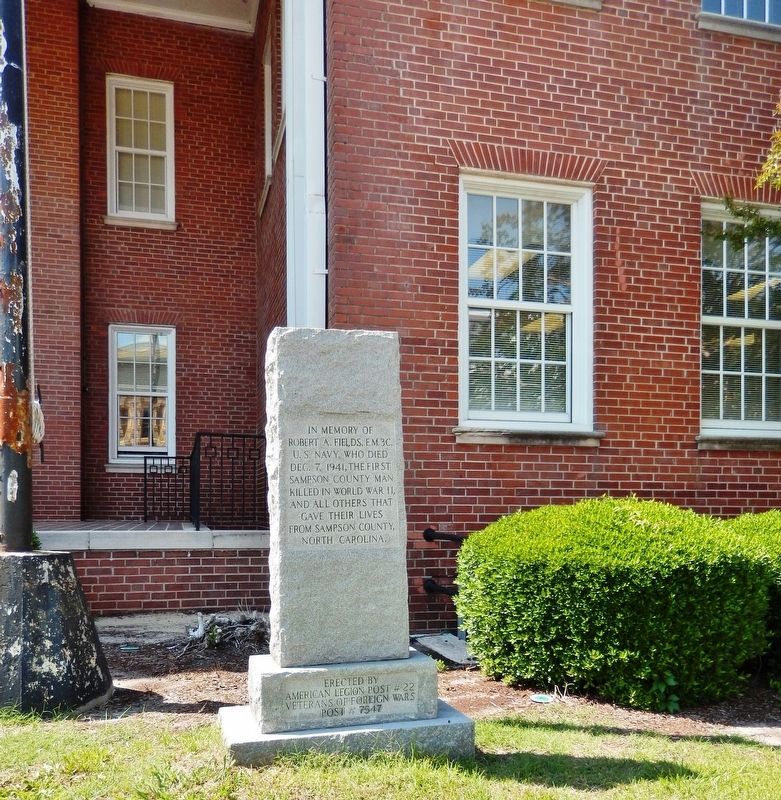 First Sampson County Man Killed in World War II Marker (<i>wide view</i>) image. Click for full size.