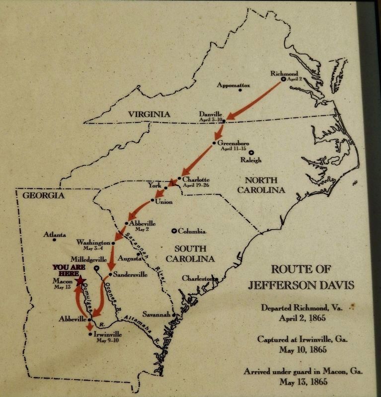 Marker detail: Route of Jefferson Davis image. Click for full size.