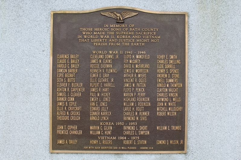 Bath County War Memorial. Click for full size. Bath County War Memorial image. Click for full size.