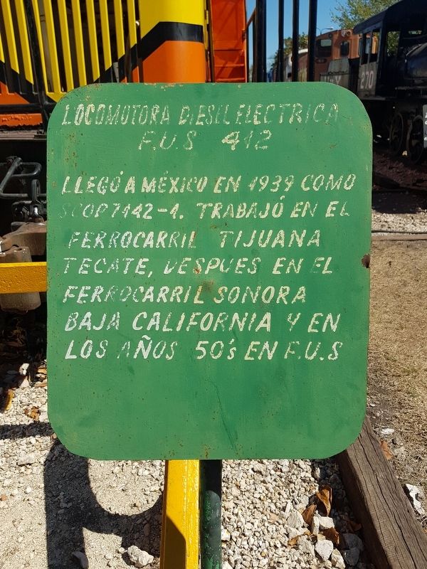 Diesel Electric Locomotive FUS 412 Marker. Click for full size. Diesel Electric Locomotive FUS 412 Marker image. Click for full size.
