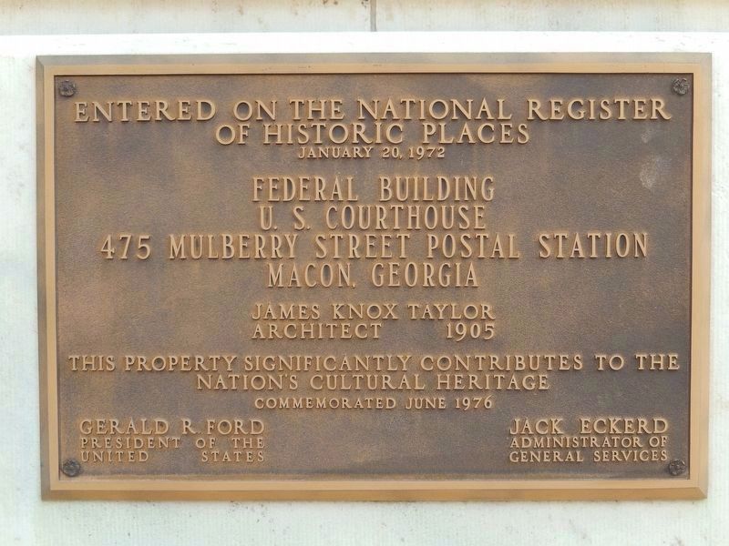 William Augustus Bootle Federal Building<br>National Register of Historic Places plaque image. Click for full size.