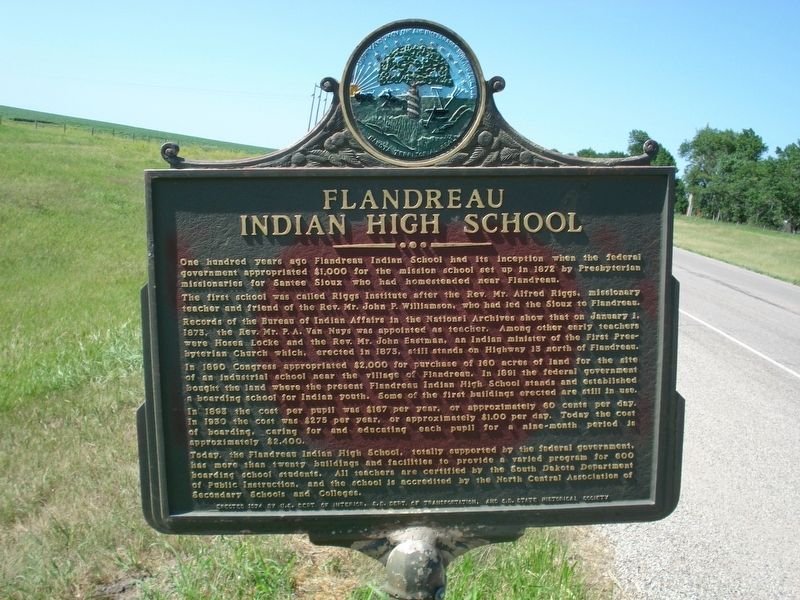 Flandreau Indian High School Marker image. Click for full size.