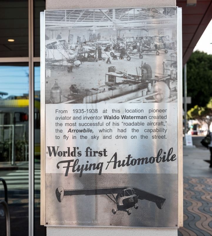 Worlds First Flying Automobile Marker, main panel image. Click for full size.