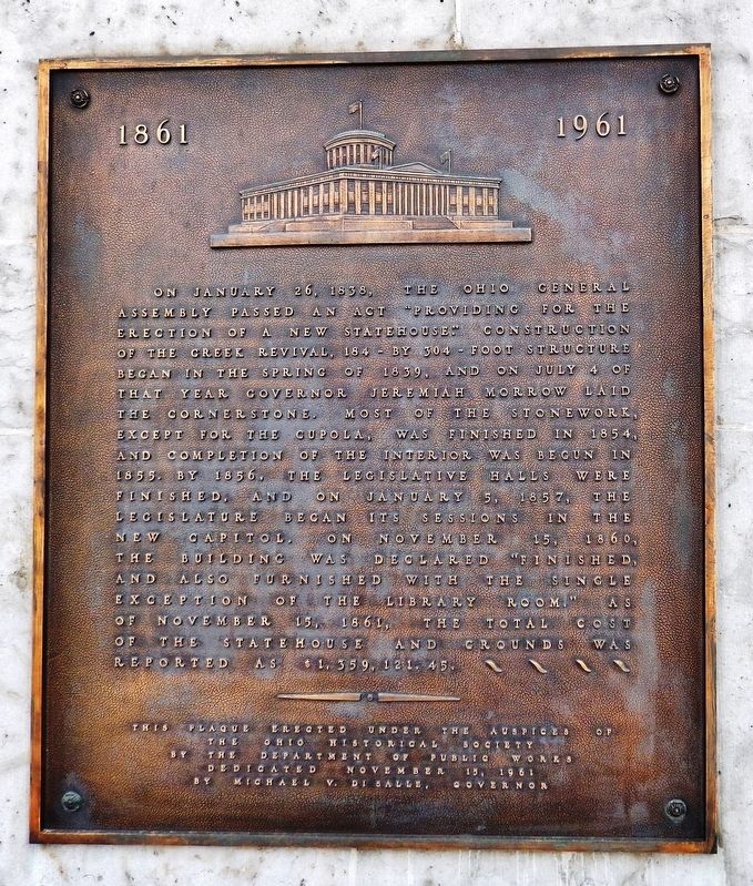 Ohio Statehouse Centennial Marker image. Click for full size.