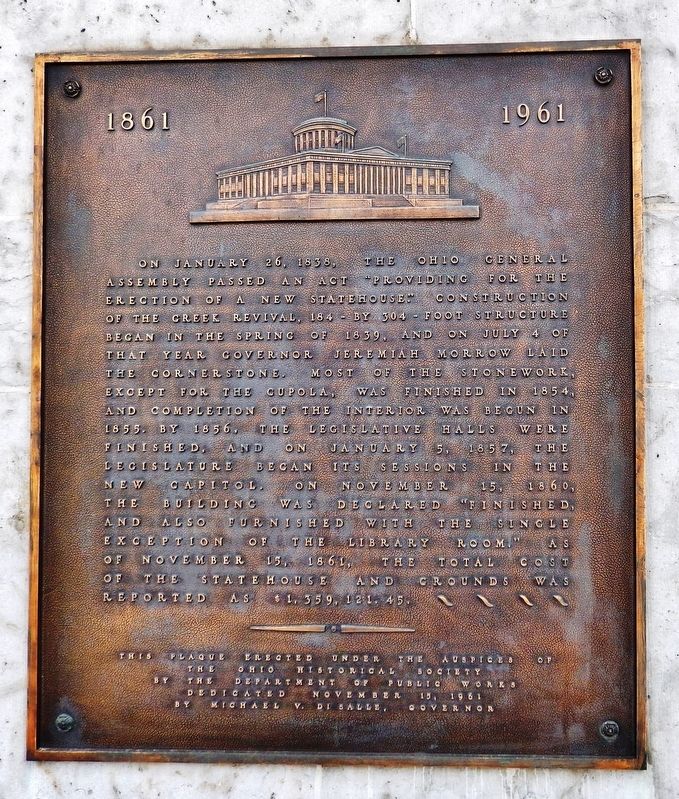 Ohio Statehouse Centennial Marker image. Click for full size.