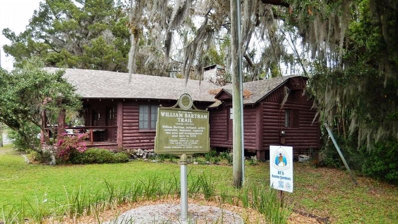 William Bartram Trail Marker (<i>wide view; Palatka Garden Club building in backgound</i>). Click for full size. William Bartram Trail Marker (<i>wide view; Palatka Garden Club building in backgound</i>) image. Click for full size.